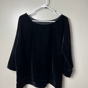 NWT Soft Surroundings Aria Velvet Tunic Black Wide 3/4 Sleeve Women Size Large